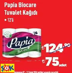 PAPİA BİOCARE TUVALET KAĞIDI 12’Lİ PAPİA BİOCARE TUVALET KAĞIDI 12’Lİ